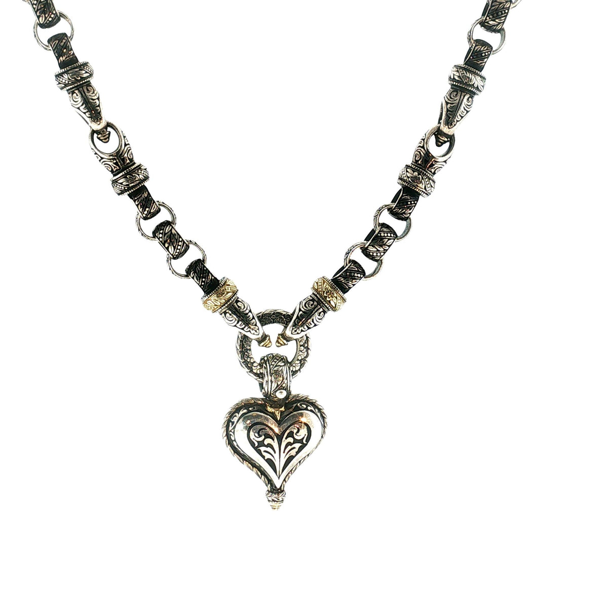 Late 20th-Century Sterling and 18k Bowman Original Reversible Heart Necklace