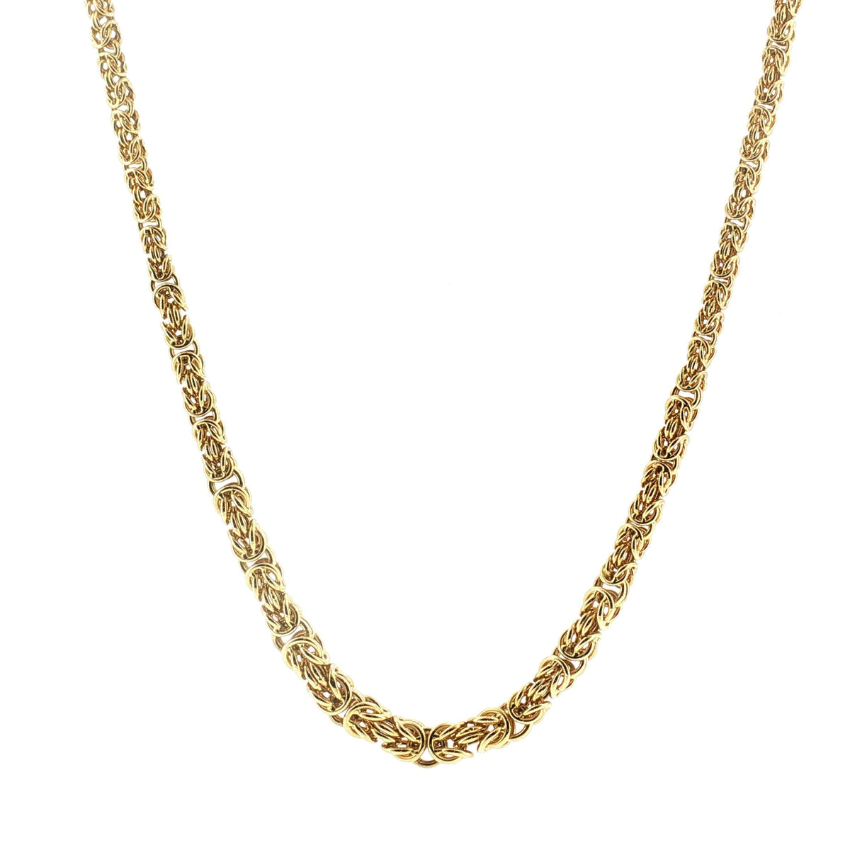 Late 20th-Century 9 to 5.5mm Graduated 18" Solid Byzantine Link Necklace