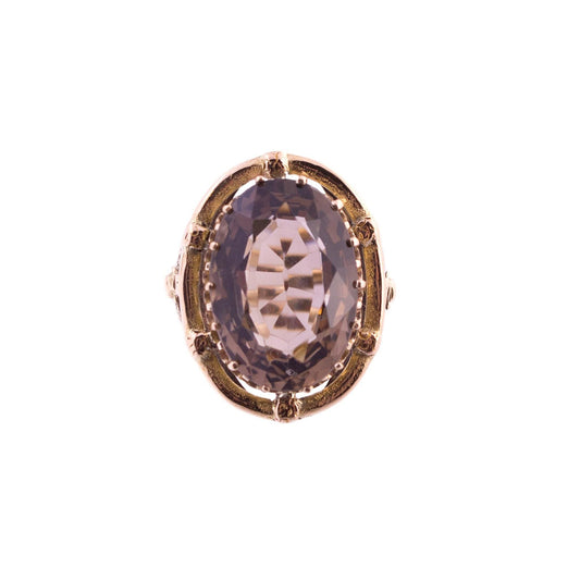 14K Gold Large Smoky Quartz Ring