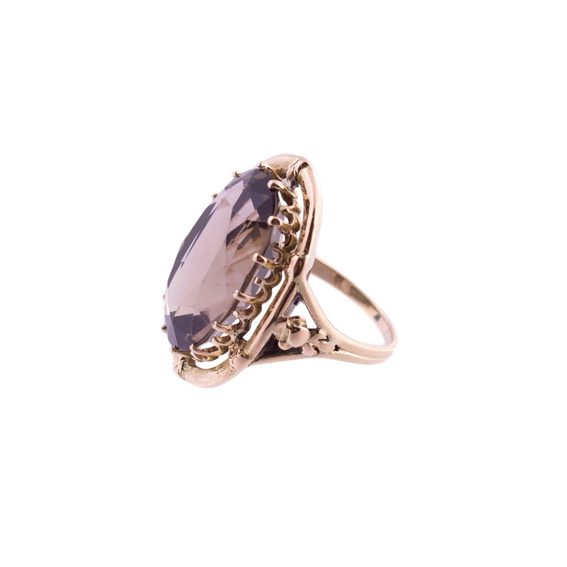 14K Gold Large Smoky Quartz Ring
