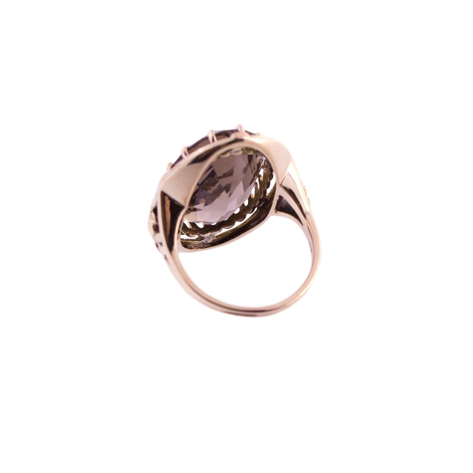 14K Gold Large Smoky Quartz Ring