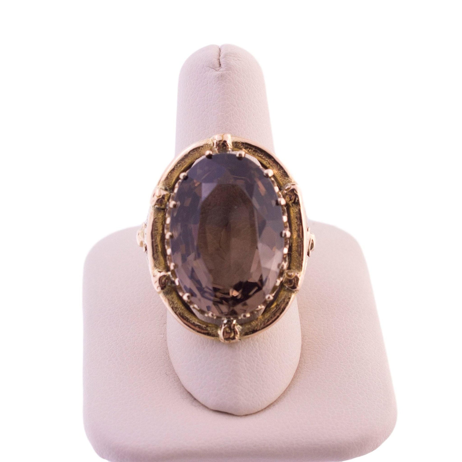 14K Gold Large Smoky Quartz Ring