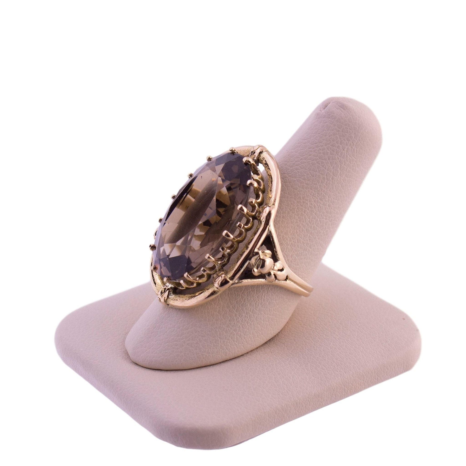 14K Gold Large Smoky Quartz Ring