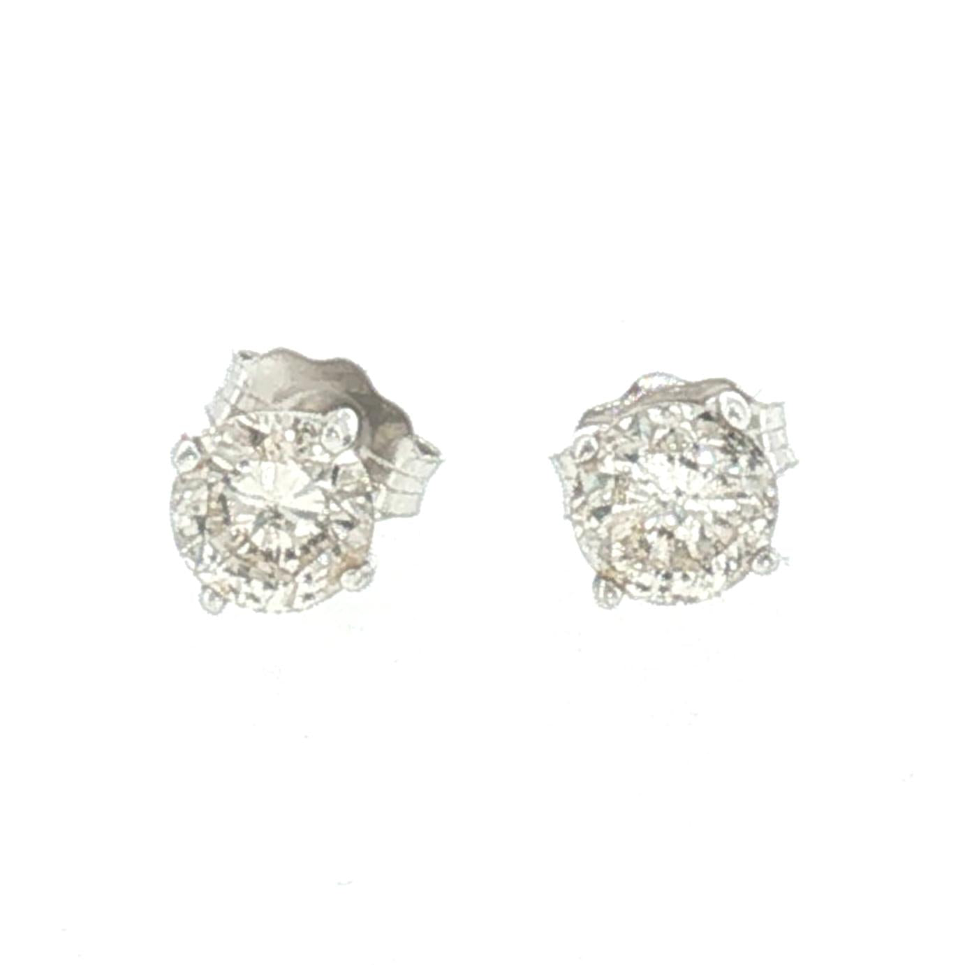 14K White Gold Diamond Earrings 0.75ct Total Weight