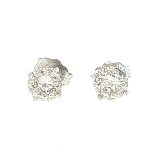 14K White Gold Diamond Earrings 0.75ct Total Weight