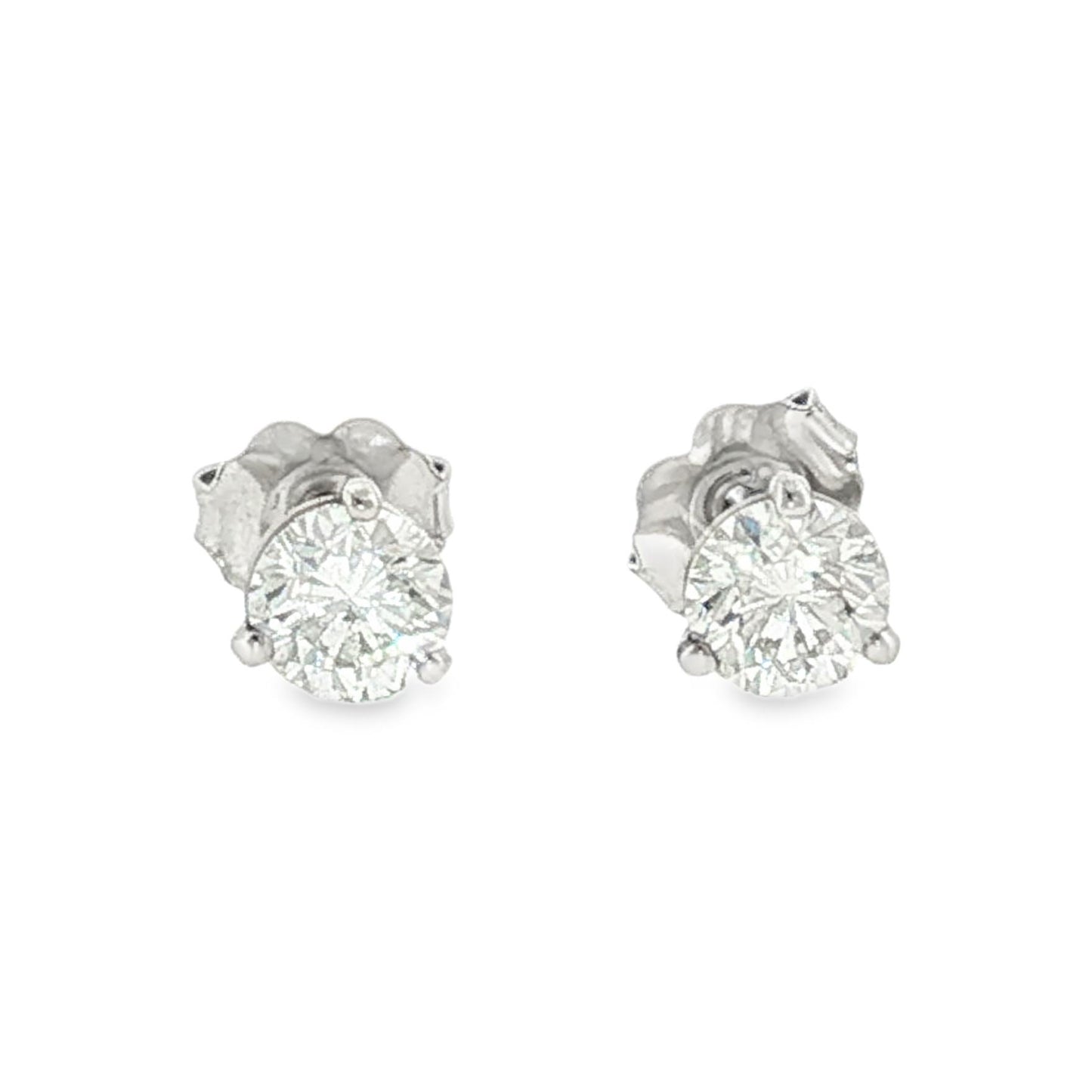 14K White Gold Diamond Earrings 0.95ct Total Weight