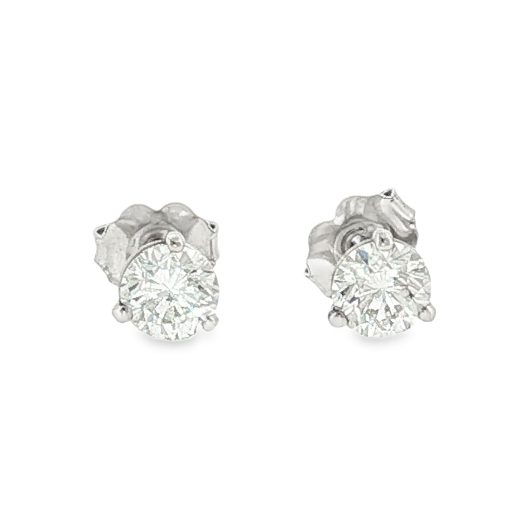 14K White Gold Diamond Earrings 0.95ct Total Weight