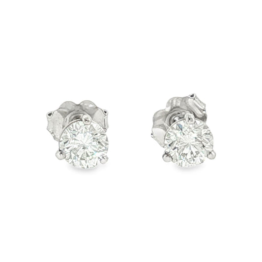 14K White Gold Diamond Earrings 0.95ct Total Weight