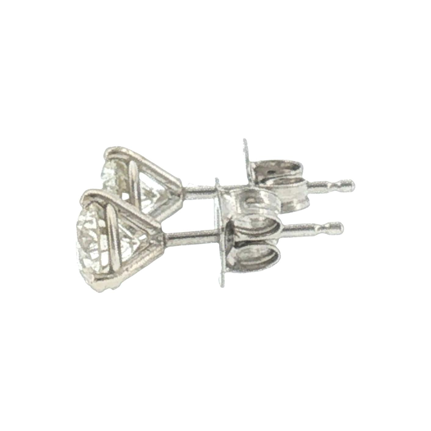 14K White Gold Diamond Earrings 0.95ct Total Weight