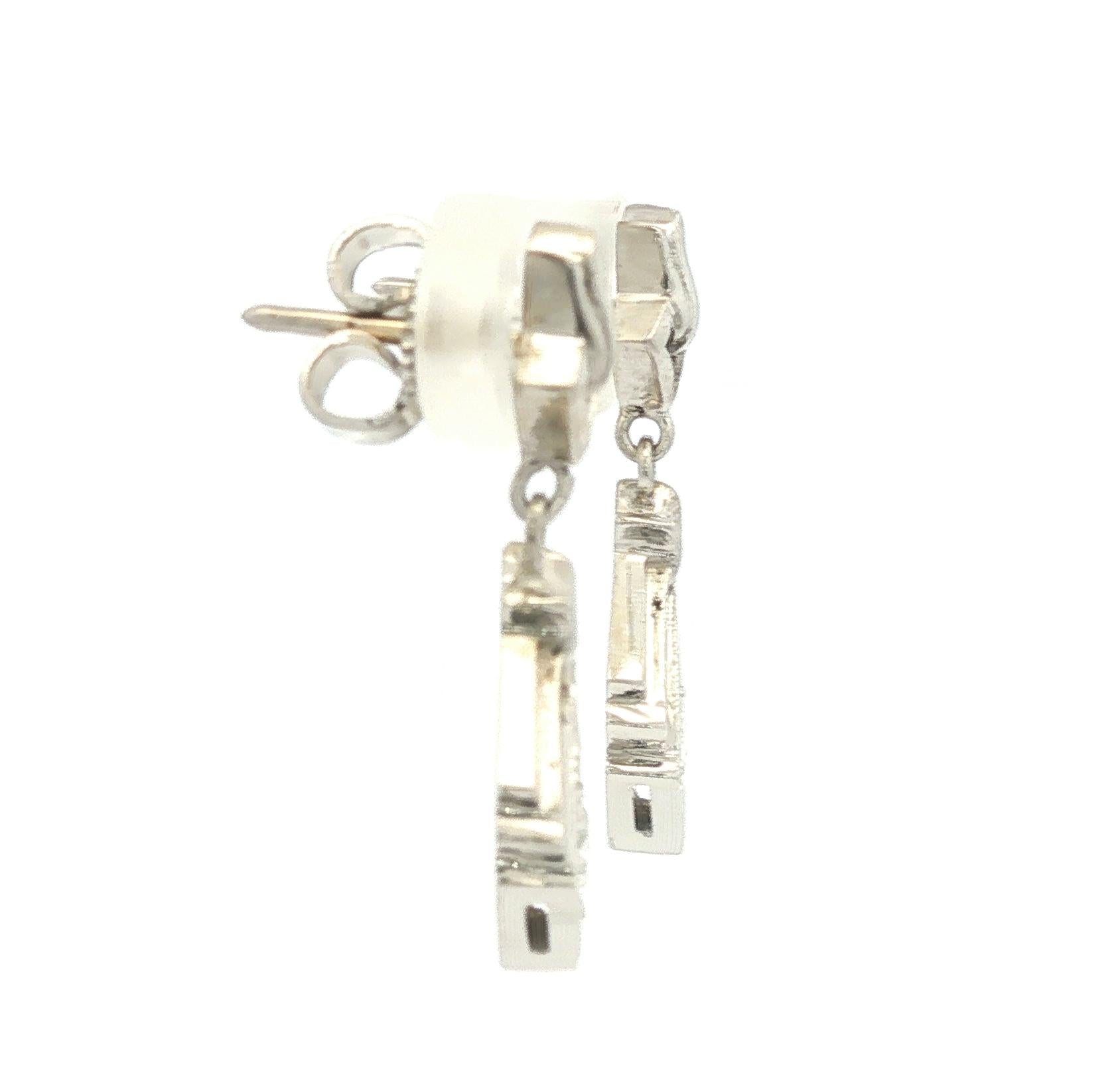 Art Deco 14k white gold Diamond Drop Earrings