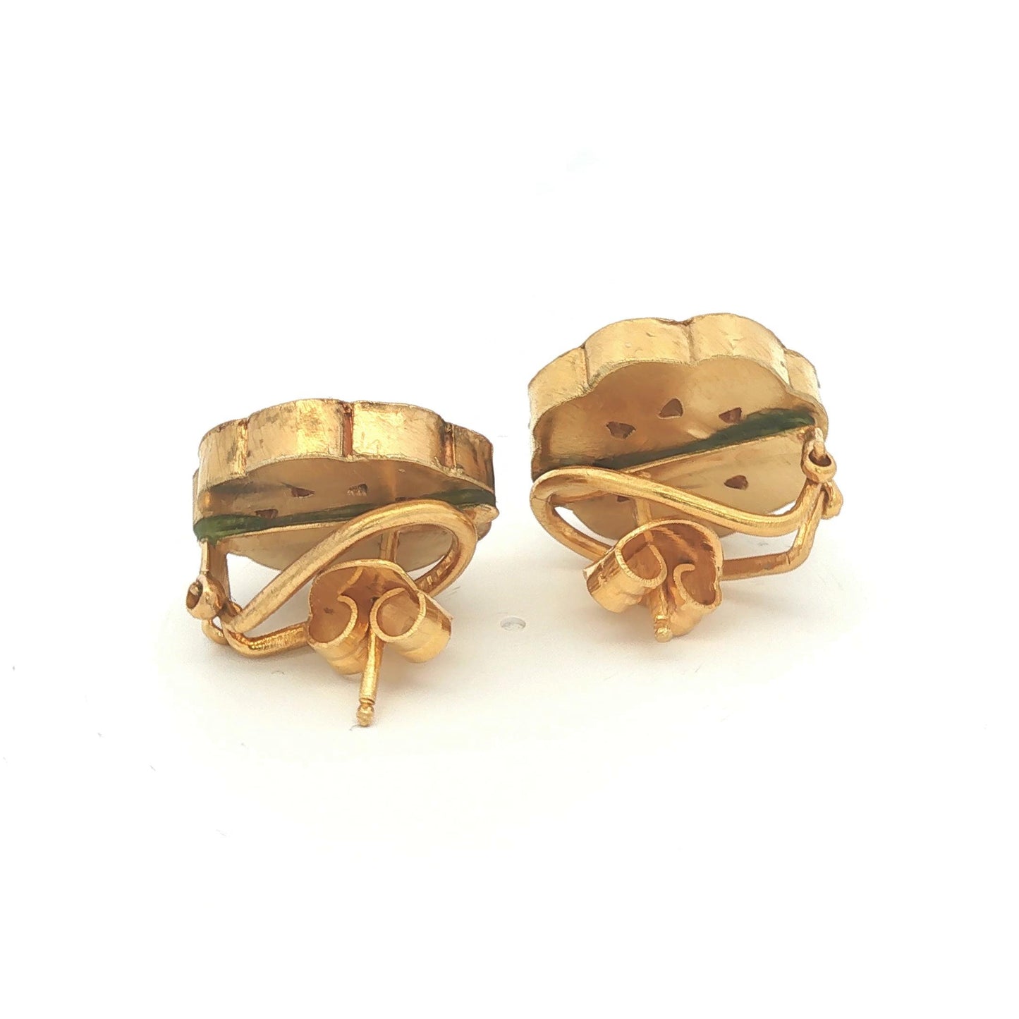 Vintage 20 Karat Yellow Gold Rose Cut Diamond Earrings