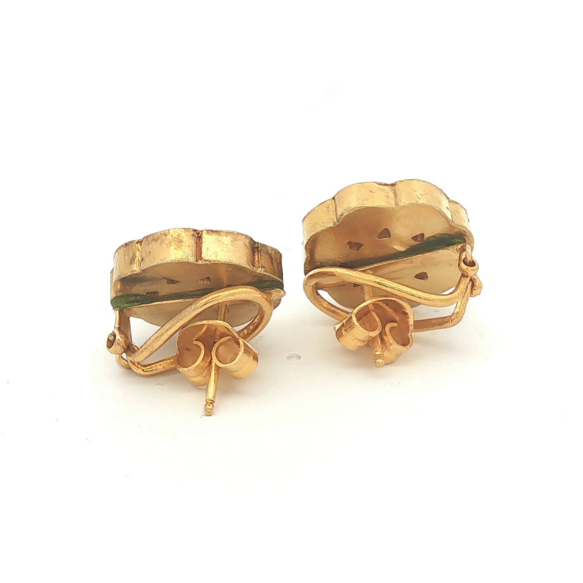 Vintage 20 Karat Yellow Gold Rose Cut Diamond Earrings