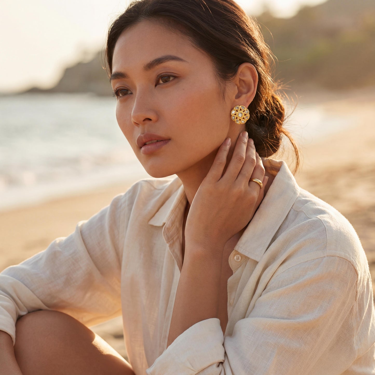 Vintage 20 Karat Yellow Gold Rose Cut Diamond Earrings