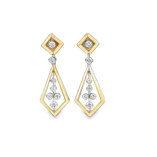 1960's McTeigue 18k and Platinum Diamond Drop Earrings
