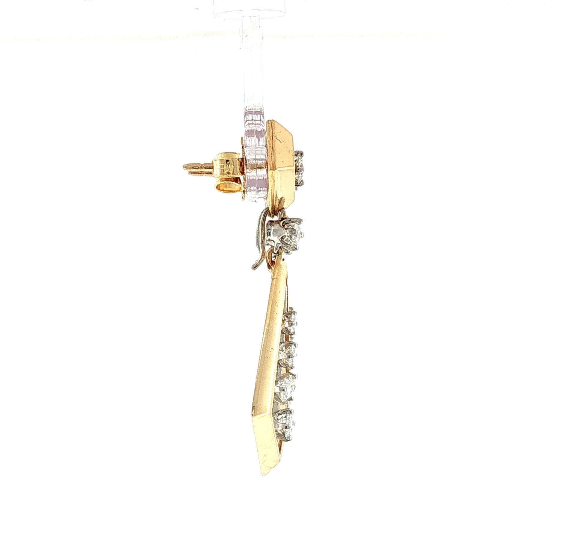 1960's McTeigue 18k and Platinum Diamond Drop Earrings