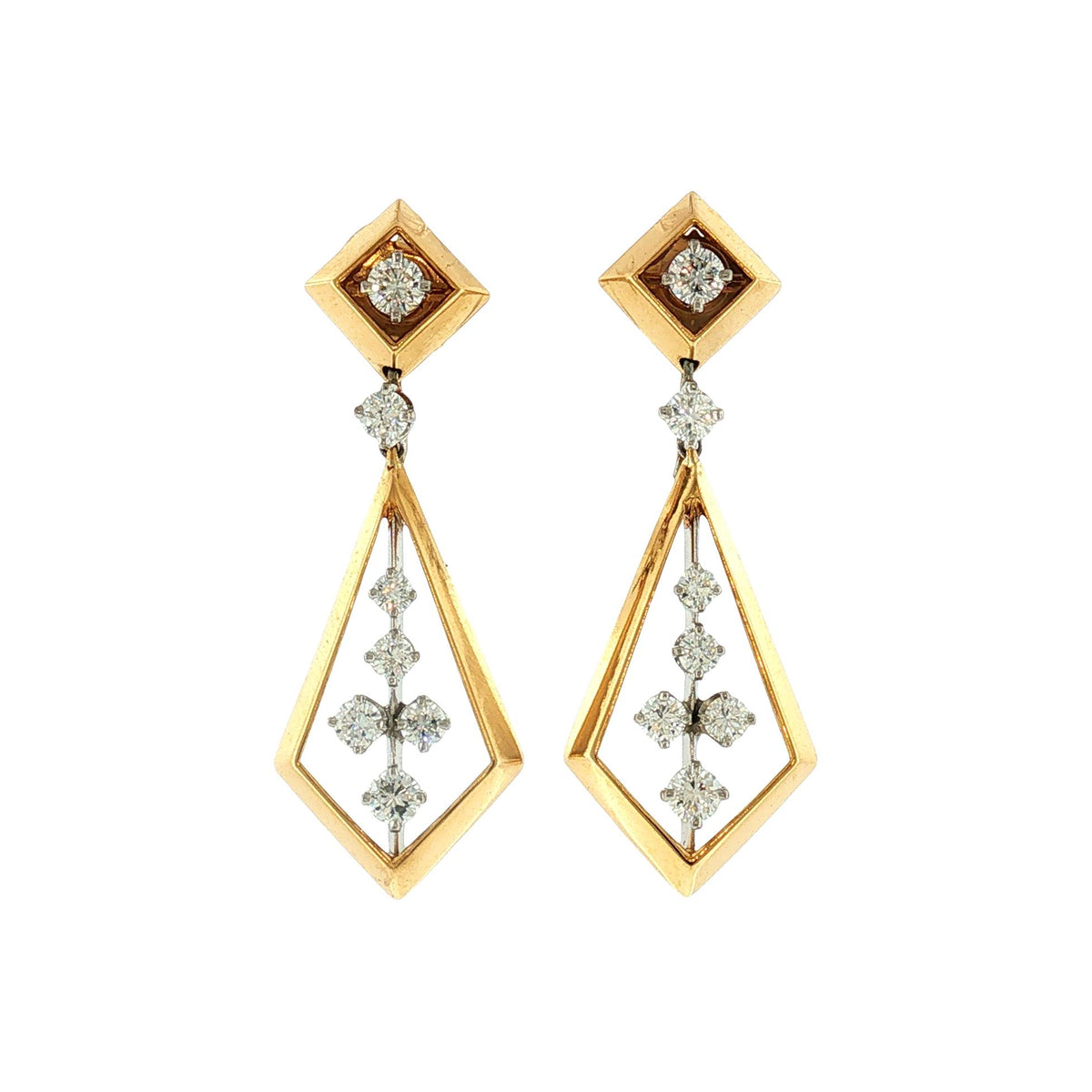 1960's McTeigue 18k and Platinum Diamond Drop Earrings