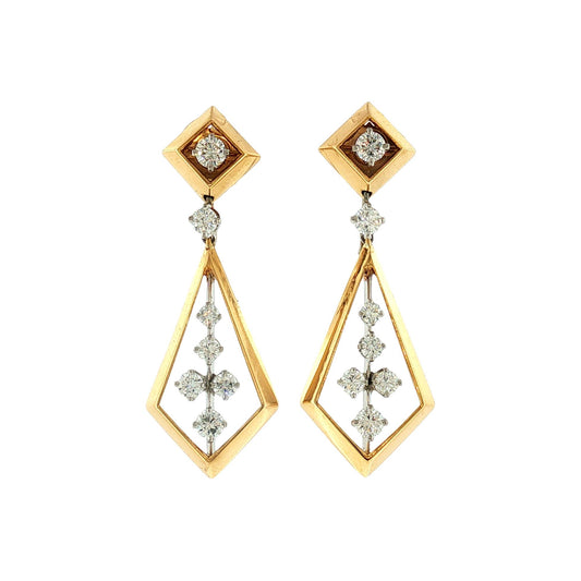 1960's McTeigue 18k and Platinum Diamond Drop Earrings