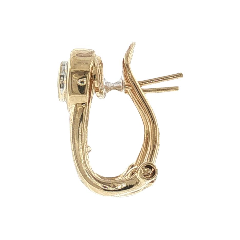 Late 20th-century 14k Yellow Gold Diamond J-hoop Pierced Earrings