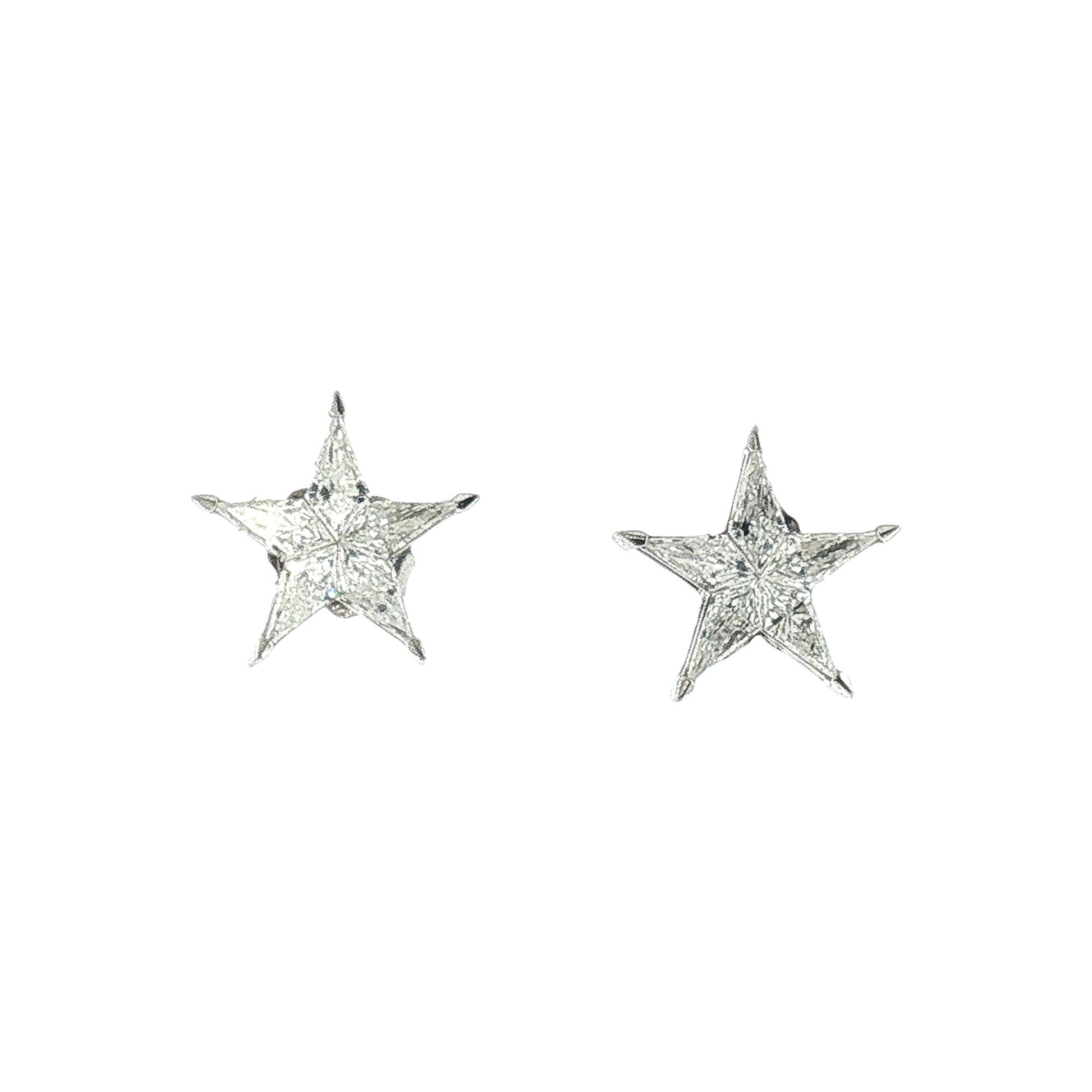 Late 20th-Century 18k White Gold Invisibly Set Star Earrings