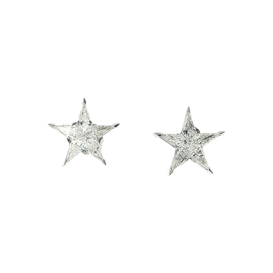 Late 20th-Century 18k White Gold Invisibly Set Star Earrings