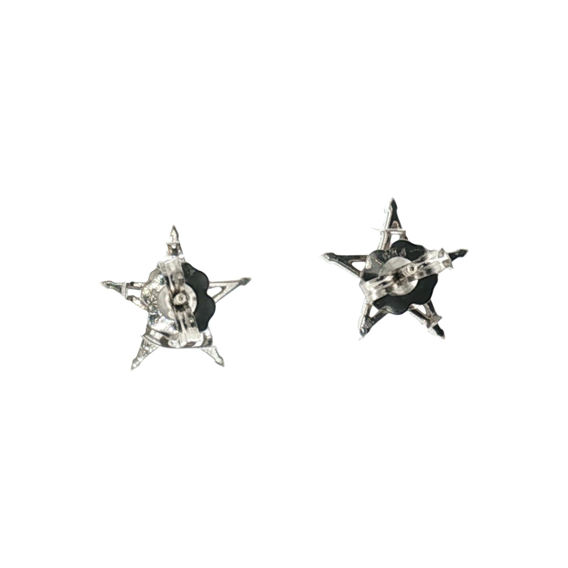 Late 20th-Century 18k White Gold Invisibly Set Star Earrings