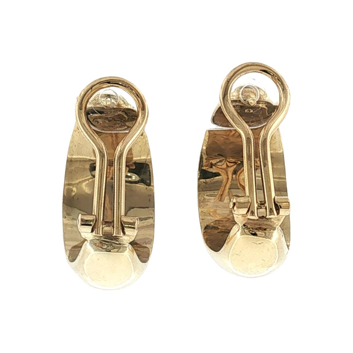 Late 20th-Century 14k Yellow Gold Polished Diamond Domed Hoop Earrings