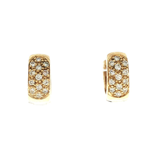 Late 20th-Century 18k Yellow Gold Natural Diamond Pave Earrings
