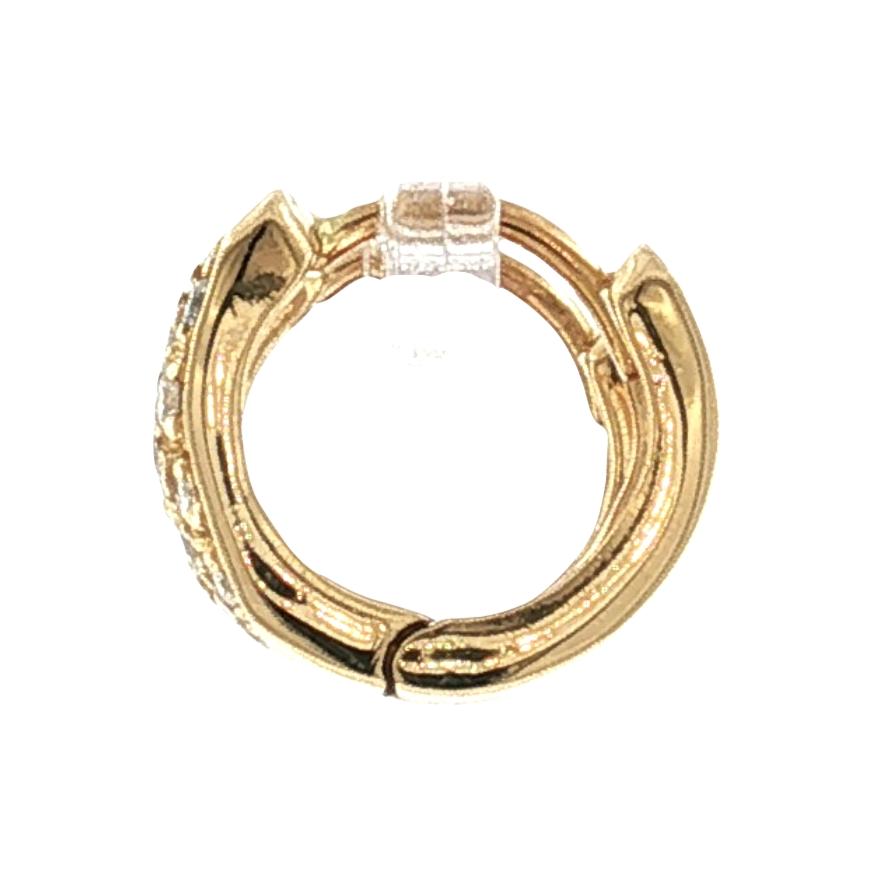 Late 20th-Century 18k Yellow Gold Natural Diamond Pave Earrings
