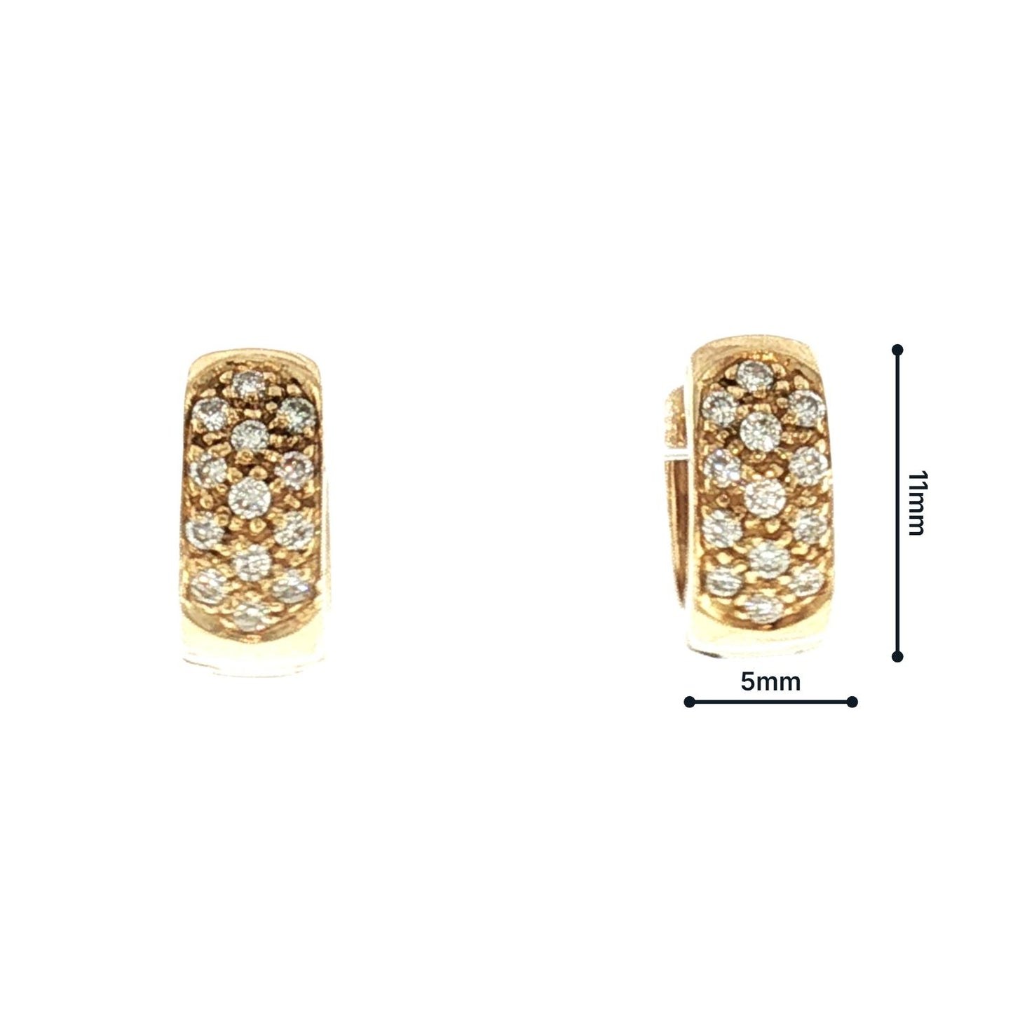 Late 20th-Century 18k Yellow Gold Natural Diamond Pave Earrings
