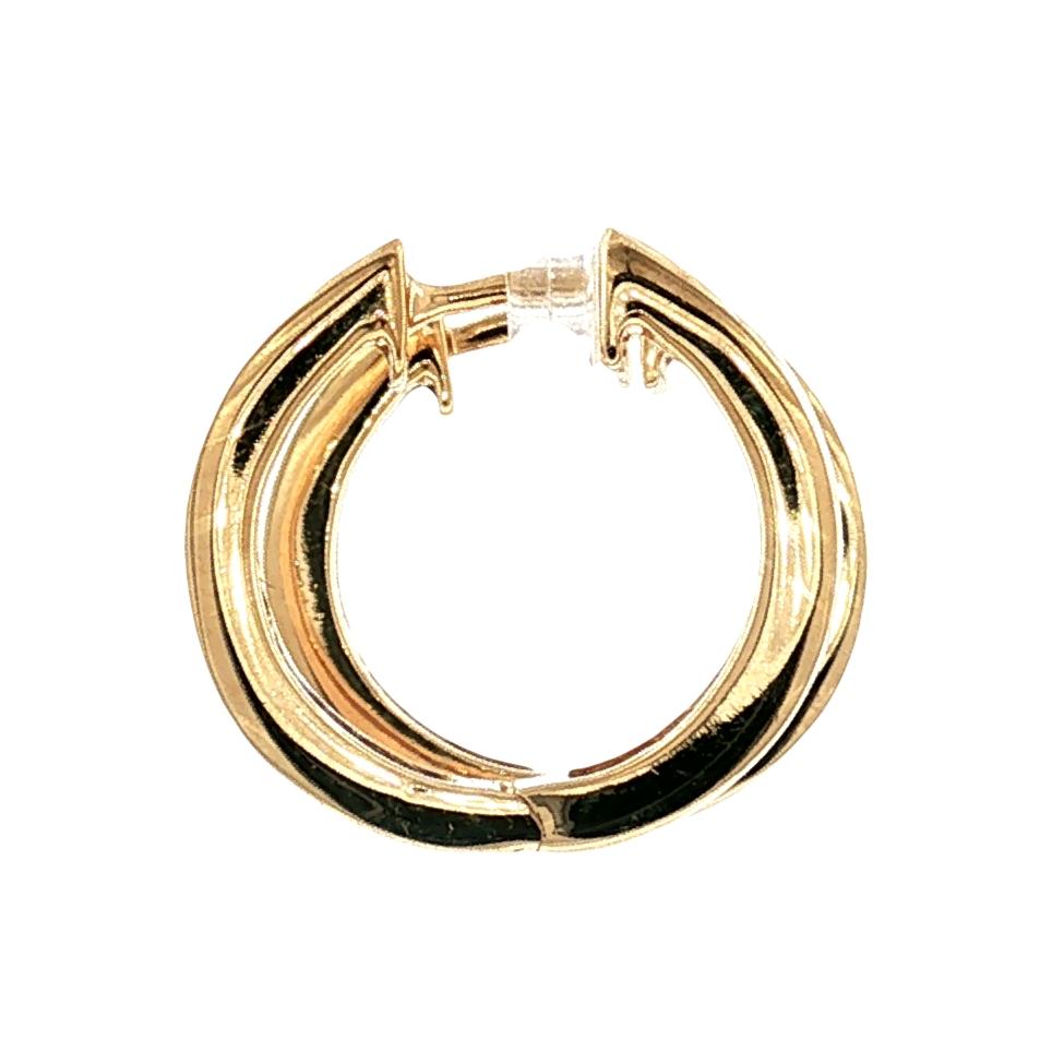 Late 20th-Century 14k Yellow Gold Diamond Hinged Hoop Earrings