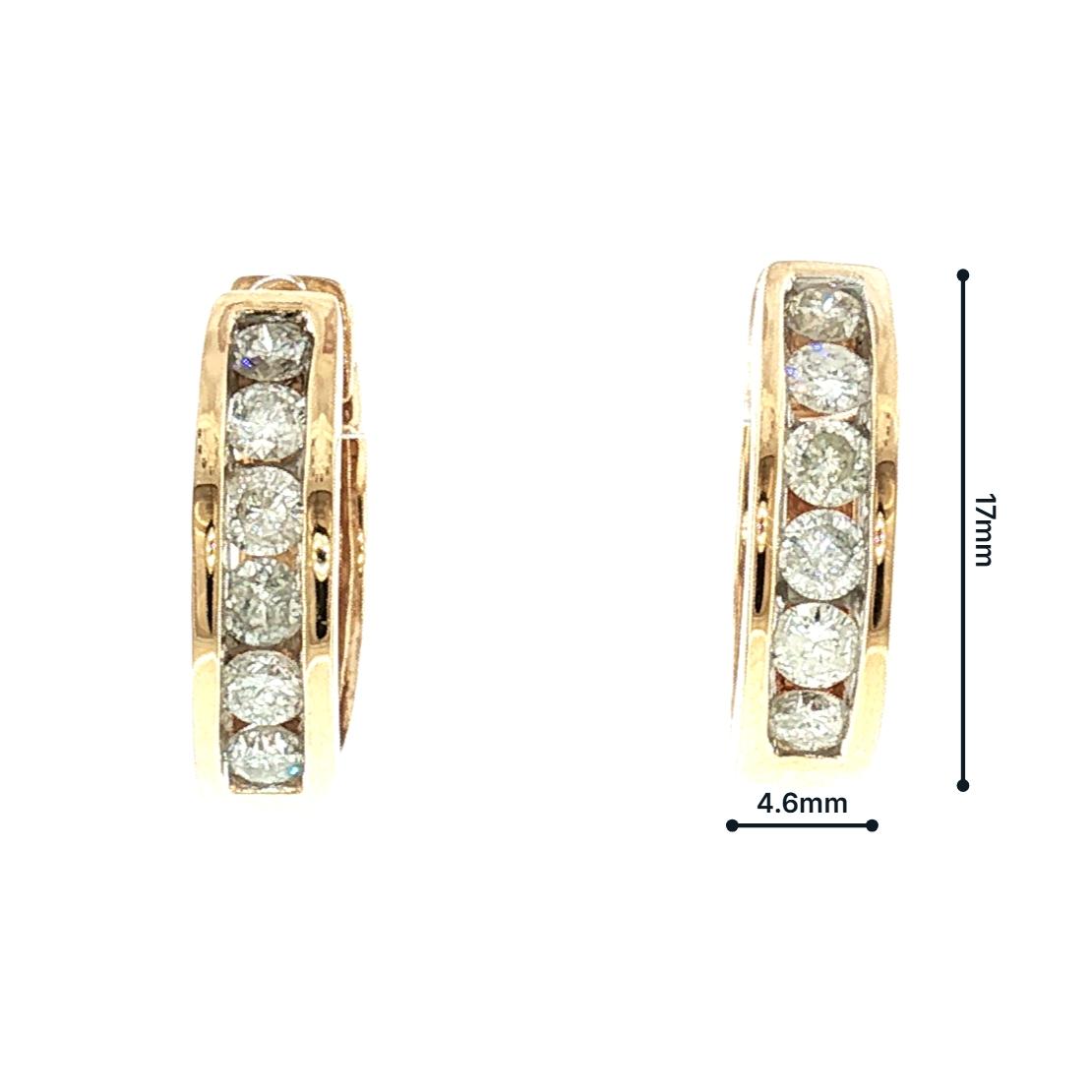 Late 20th-Century 14k Yellow Gold Diamond Hinged Hoop Earrings