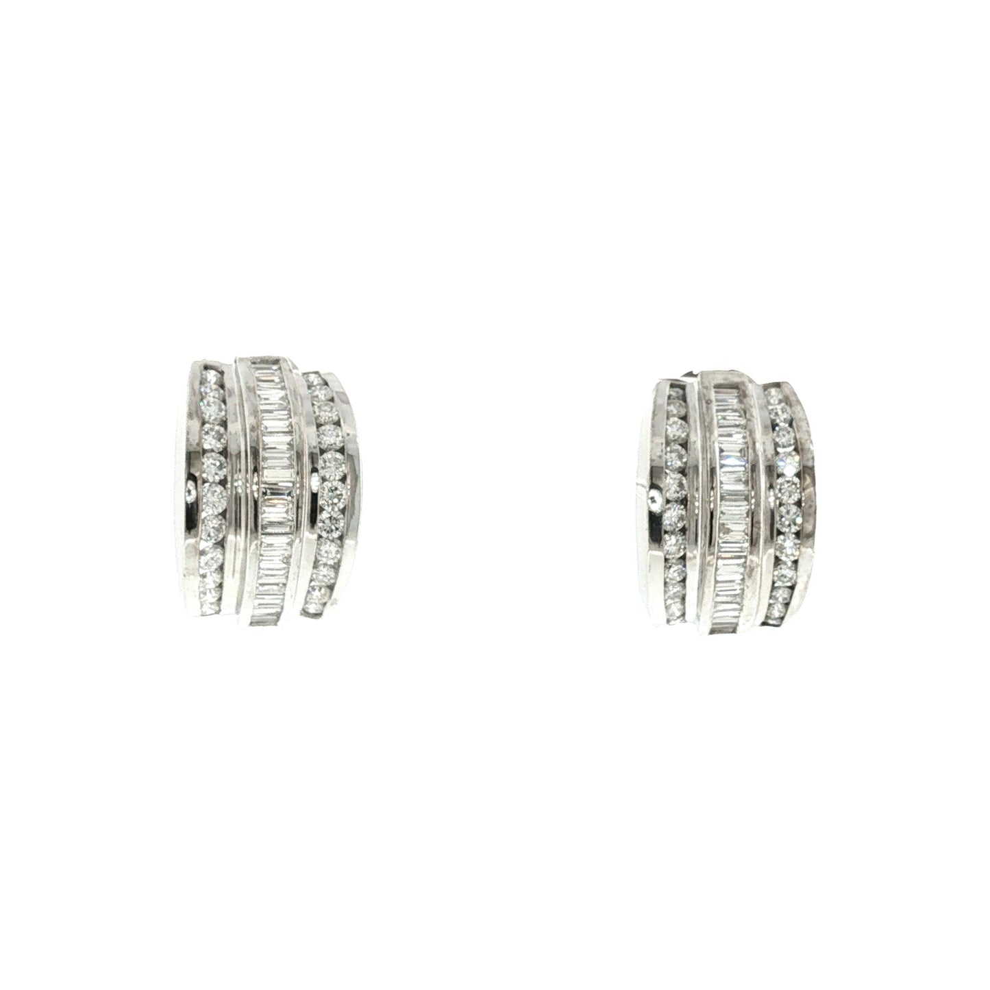 Late 20th-Century 2.75 Carat Total Weight Natural Diamond Half Hoop Earrings