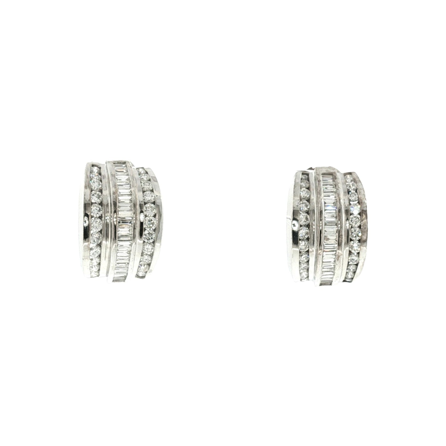 Late 20th-Century 2.75 Carat Total Weight Natural Diamond Half Hoop Earrings