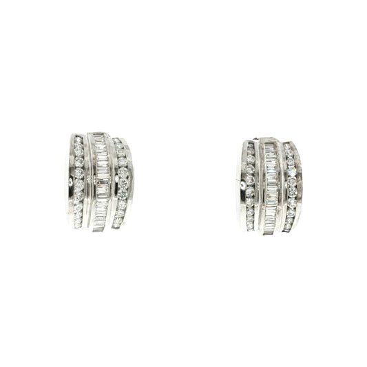Late 20th-Century 2.75 Carat Total Weight Natural Diamond Half Hoop Earrings