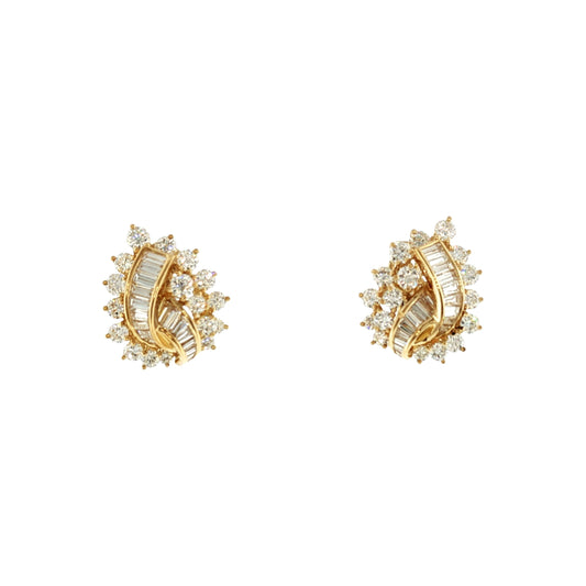 Mid-Century 18 Karat Yellow Gold Kurt Wayne Diamond Spray Earrings