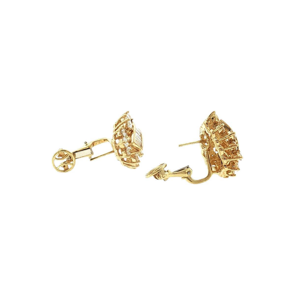 Mid-Century 18 Karat Yellow Gold Kurt Wayne Diamond Spray Earrings