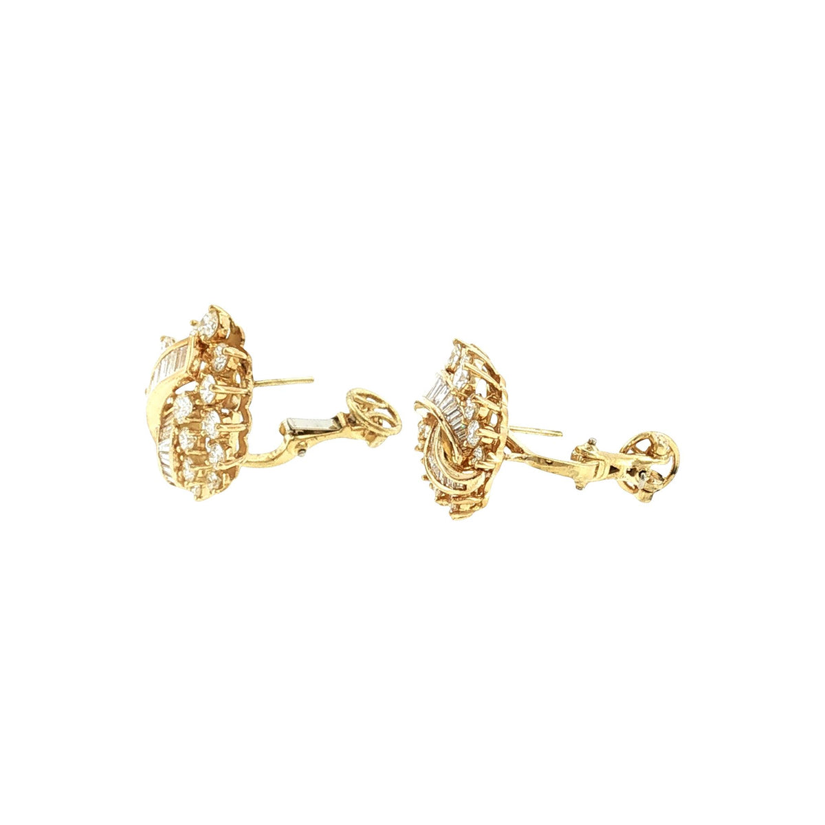 Mid-Century 18 Karat Yellow Gold Kurt Wayne Diamond Spray Earrings