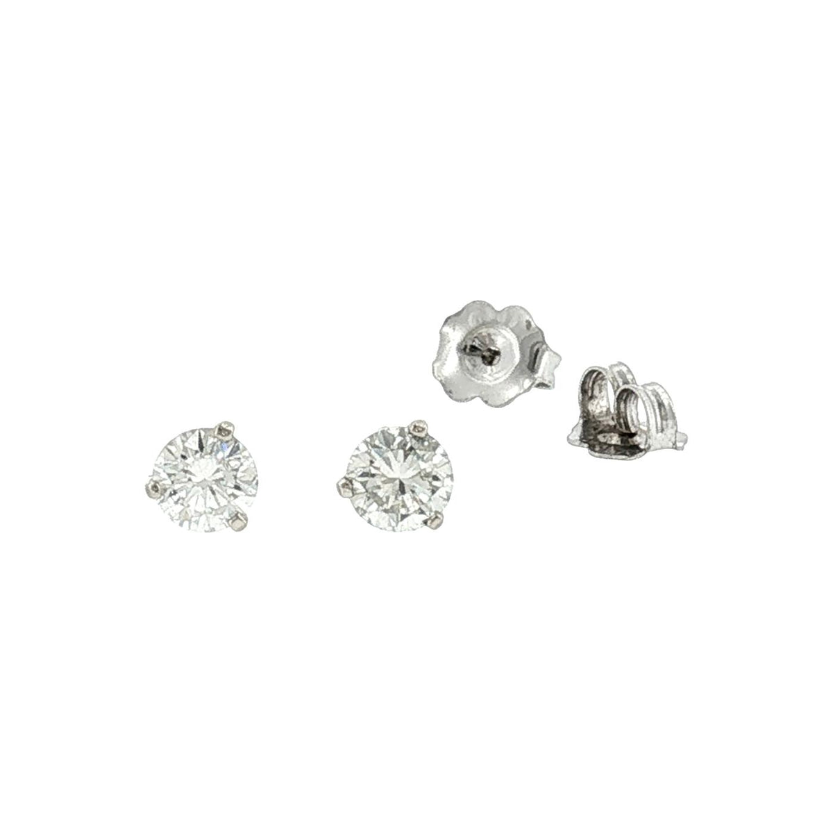 Vintage 14 Karat White Gold Natural .080 Carat Diamond Stud Earrings
