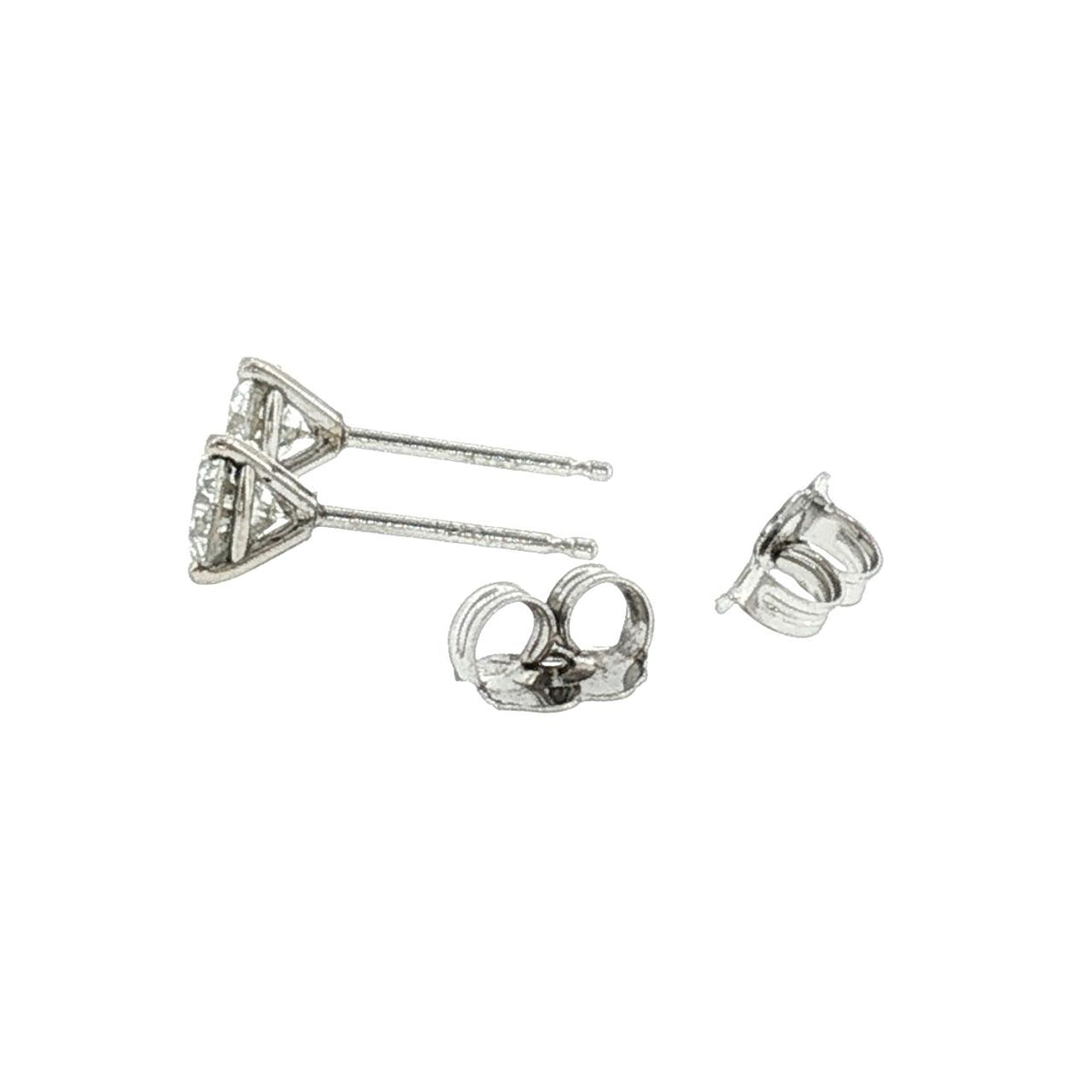 Vintage 14 Karat White Gold Natural .080 Carat Diamond Stud Earrings