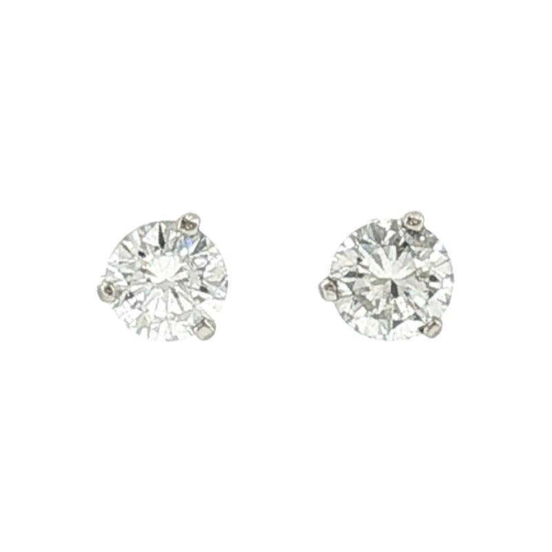 Vintage 14 Karat White Gold Natural .080 Carat Diamond Stud Earrings