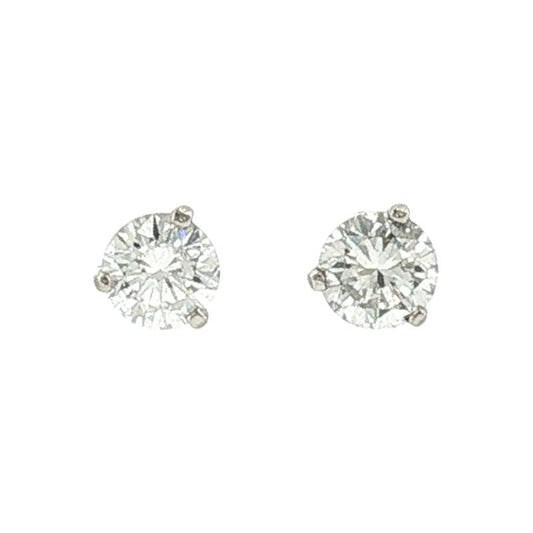 Vintage 14 Karat White Gold Natural .080 Carat Diamond Stud Earrings