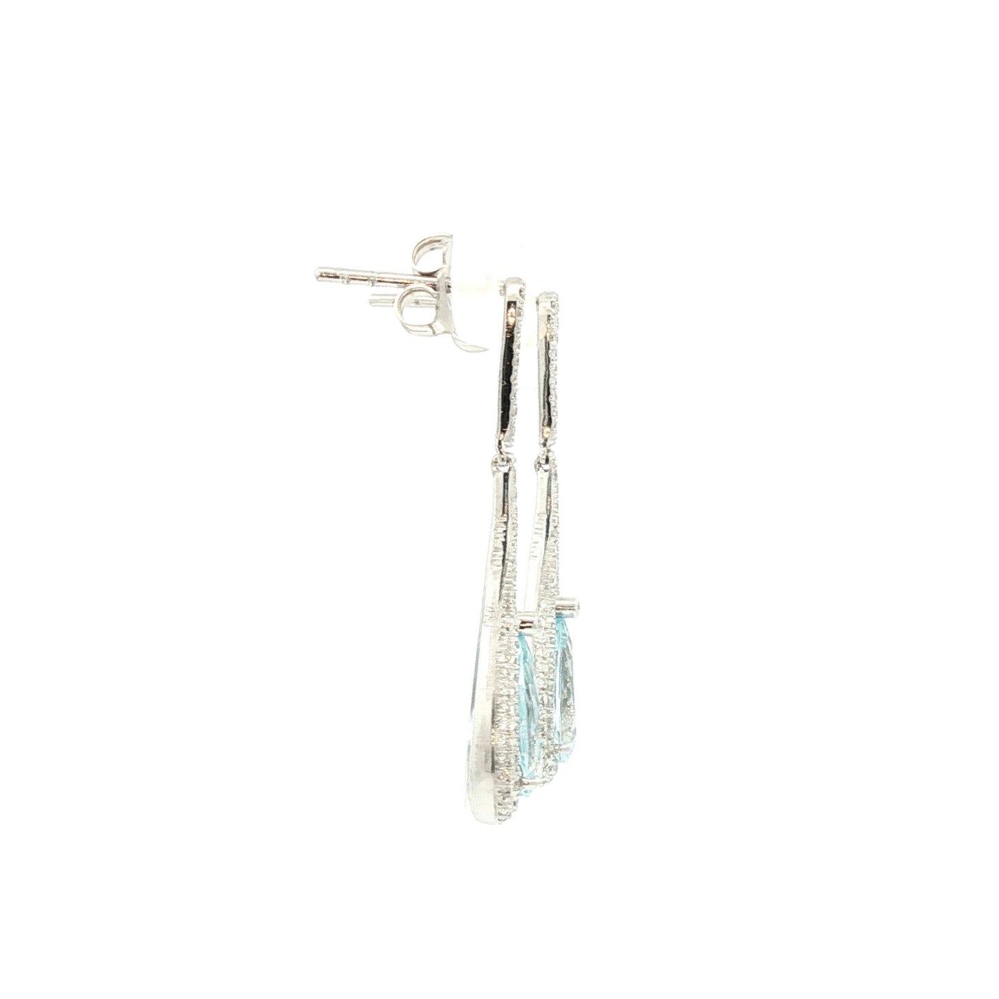 Fine pear shaped Aquamarine and diamond drop earrings