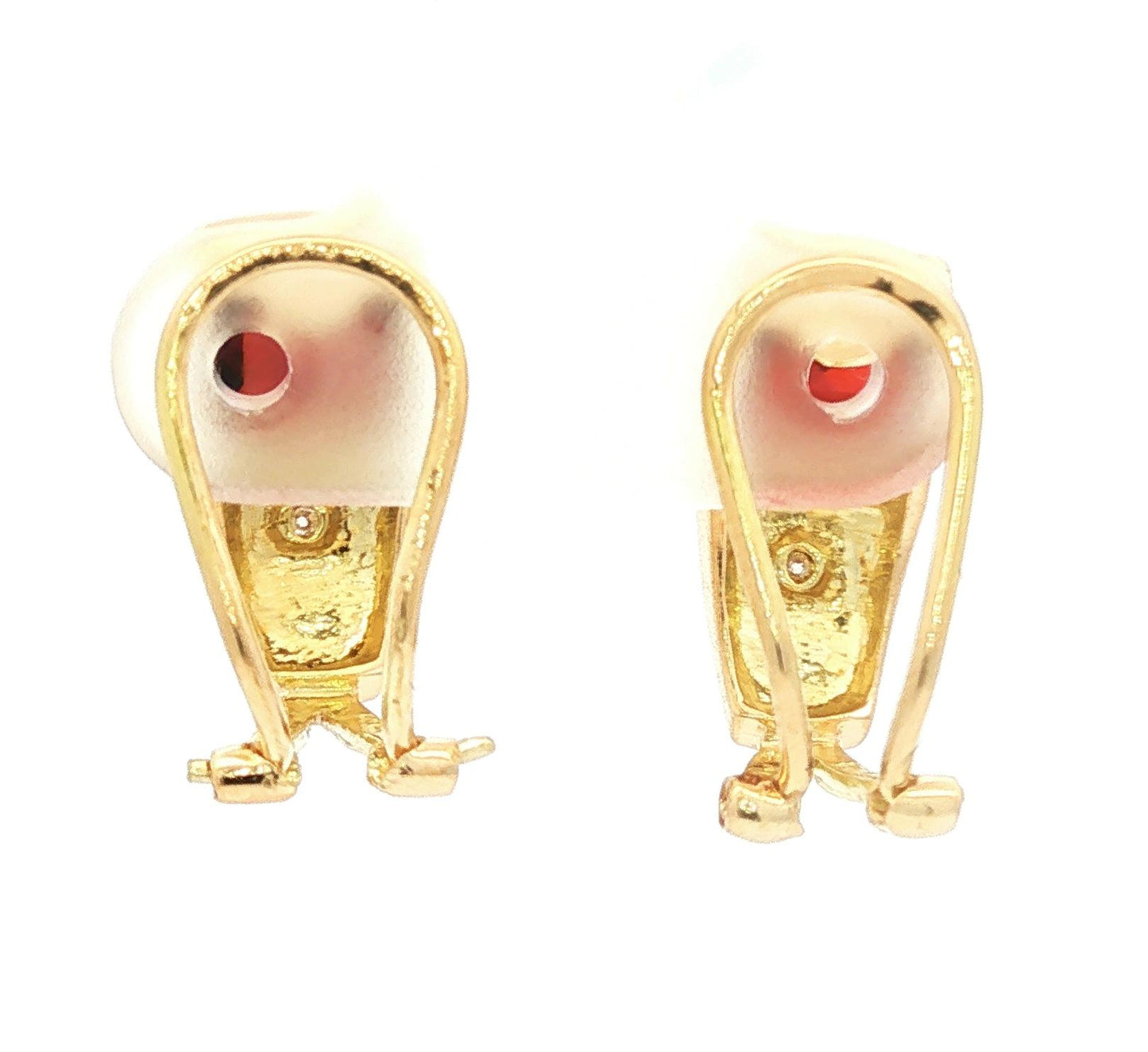 14k yellow gold Cushion Garnet and Diamond Clip-on Earrings