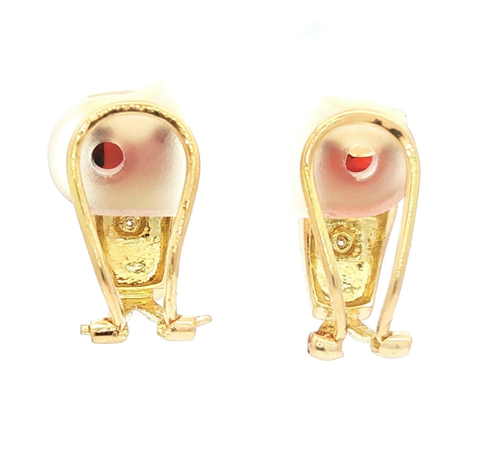 14k yellow gold Cushion Garnet and Diamond Clip-on Earrings