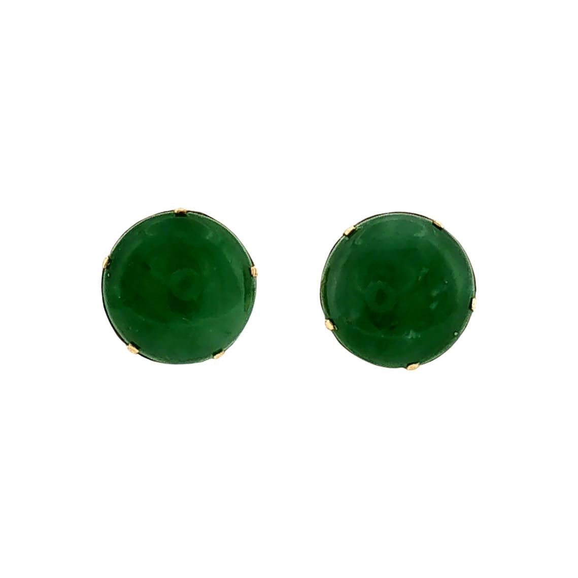 Late 20th-Century 20k Jadeite Studs with 14k Posts