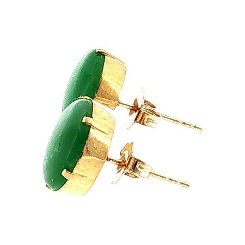 Late 20th-Century 20k Jadeite Studs with 14k Posts