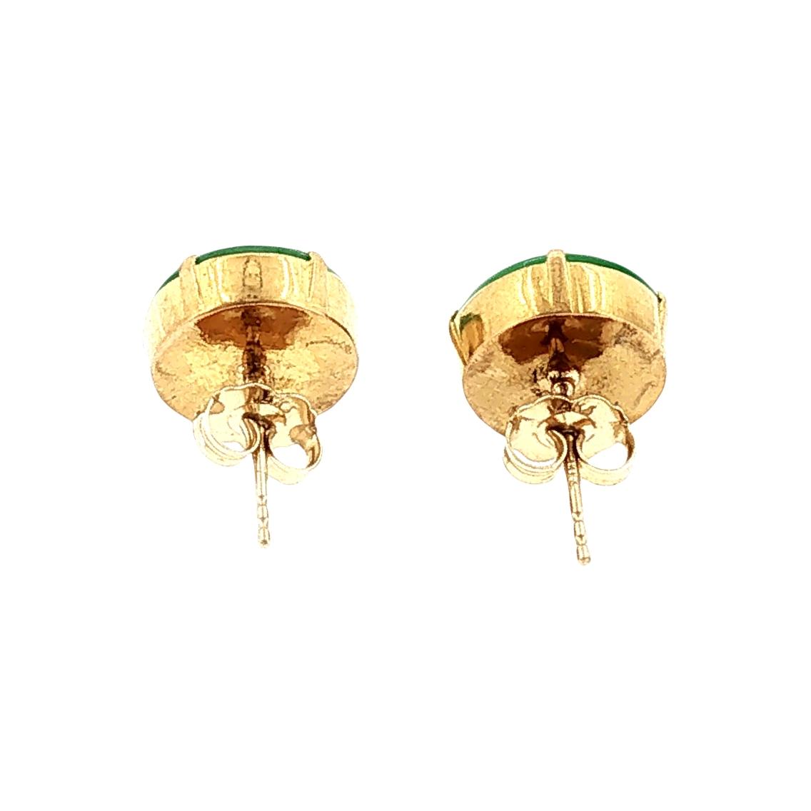 Late 20th-Century 20k Jadeite Studs with 14k Posts