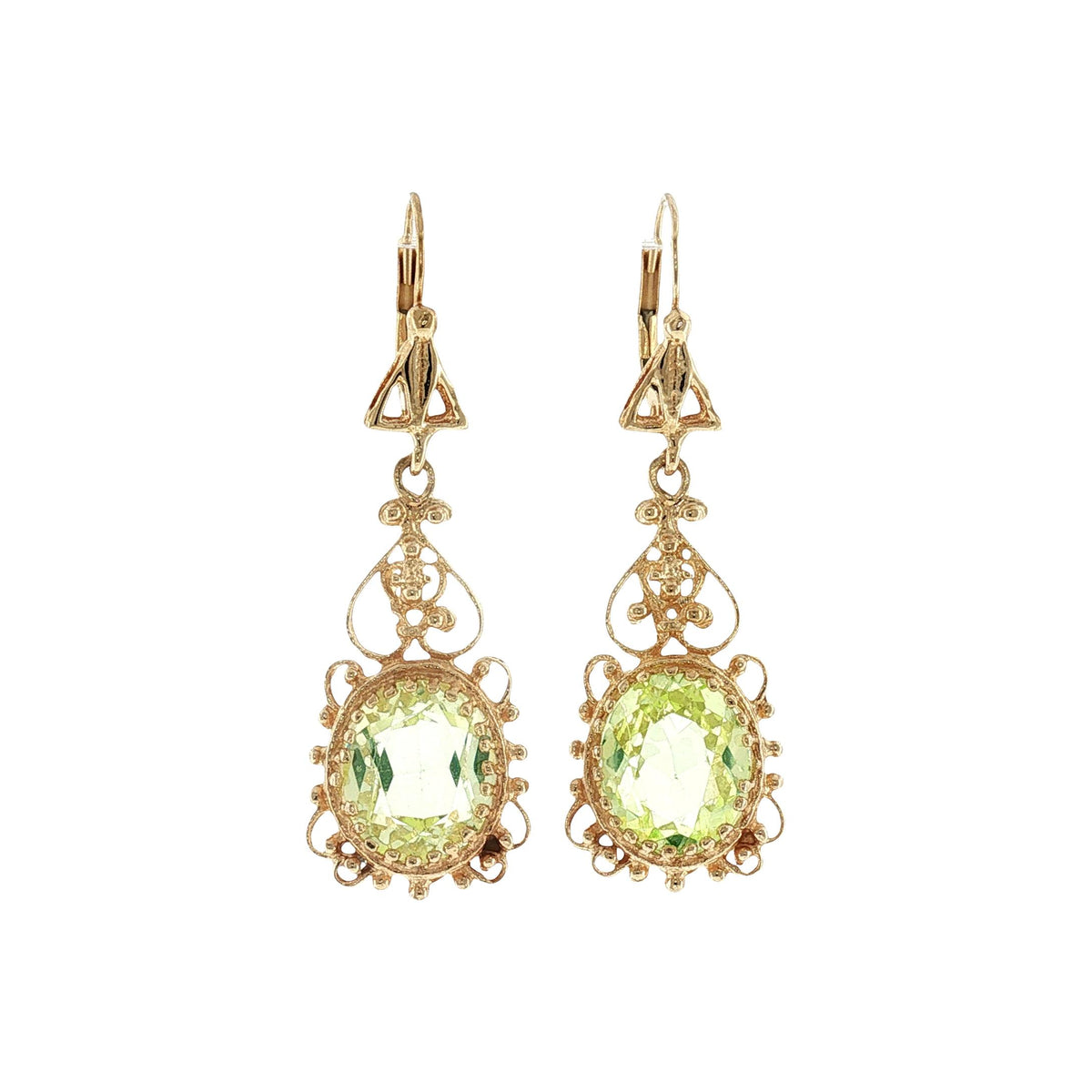 Mid-Century Victorian Revival Lab Grown Sapphire Drop Earrings