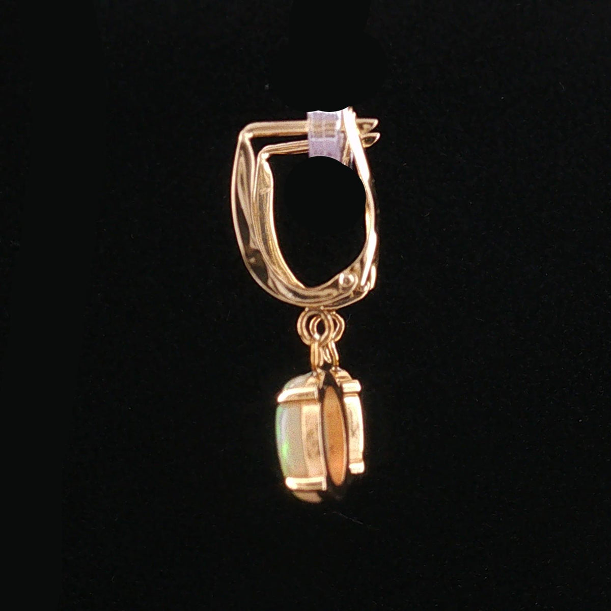 Late 20th-Century 14 Karat Yellow Gold White Opal Drop Earrings