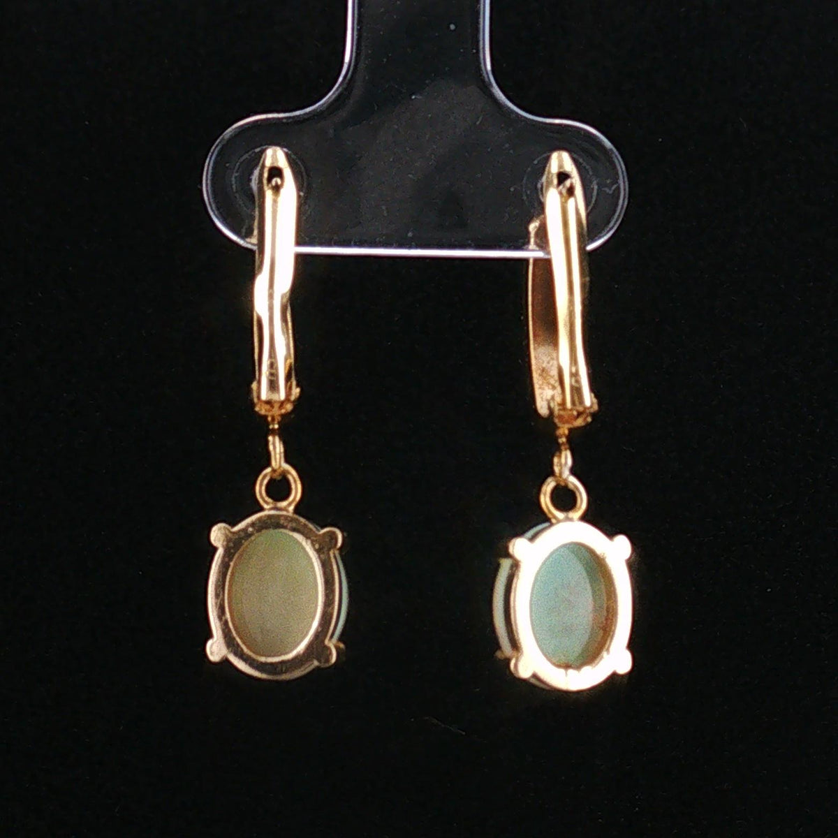 Late 20th-Century 14 Karat Yellow Gold White Opal Drop Earrings